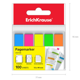 Zakładki indeksujące plastik 12x44mm 5kol 100k neon (12) 31177